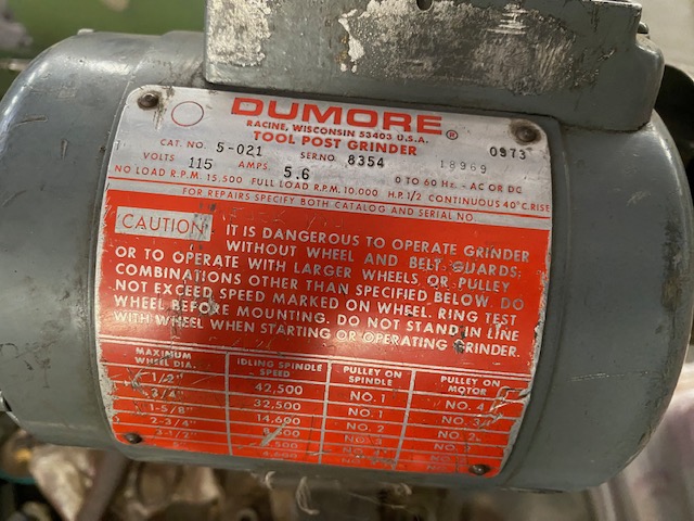 Grinder RR 1161 Dumore 5 021 Tool Post Grinder